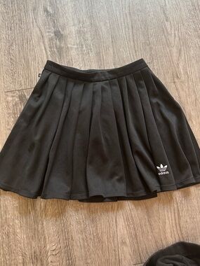 adidas Black Pleated Mini Skirt with Trefoil Logo
